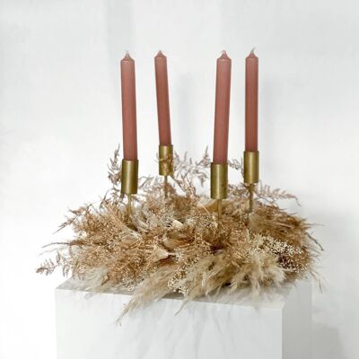 Advent wreath pampas grass gold made from dried flowers