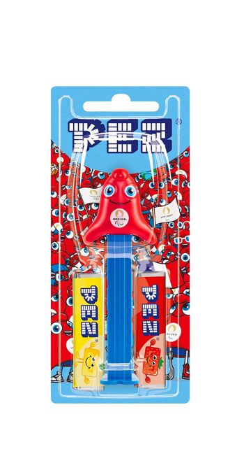 PEZ - Boîte présentoir de 12 Blisters Jeux Olympiques 2024 (1 distributeur + 2 recharges de bonbons fruits ) - Edition limitée - Licence Officielle 3