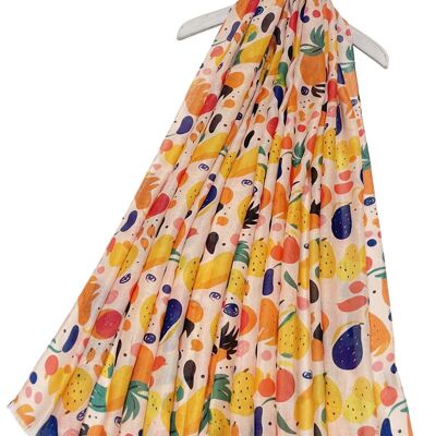 Ausgefranster Schal mit Tropenfrucht-Print – Mehrfarbig