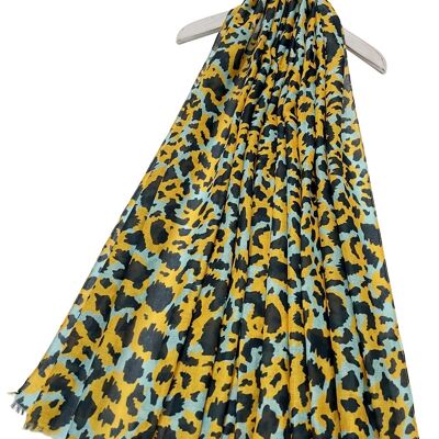 Bufanda deshilachada con estampado de leopardo simple - Multicolor