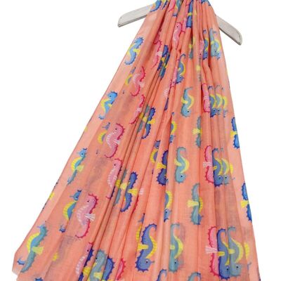 Niedlicher ausgefranster Schal mit Seepferdchen-Print