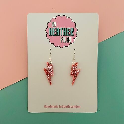 Mini Pink Lightning Bolt Earrings
