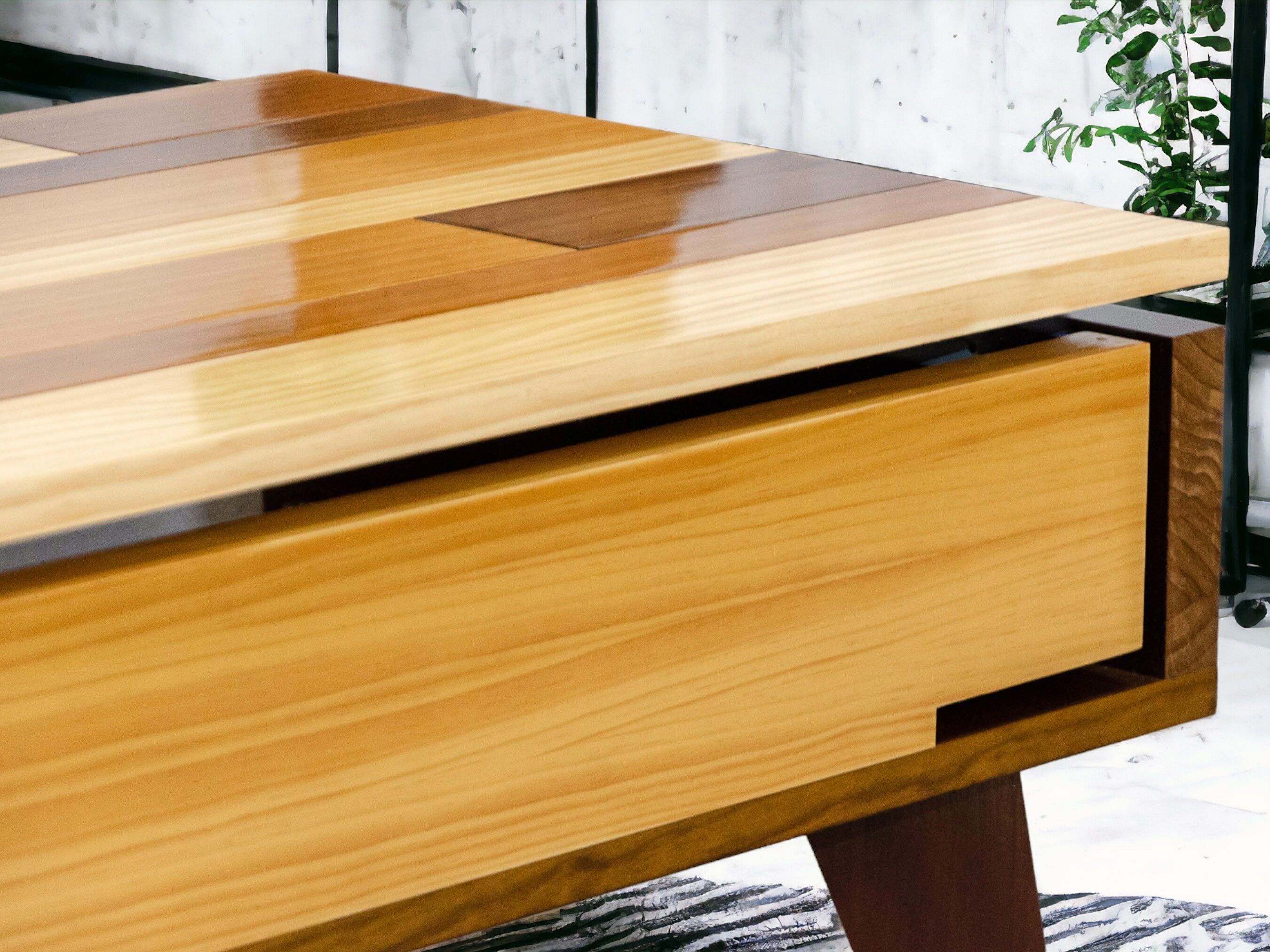 Table basse élévatrice TANGENTE, Table basse pliante, Table basse pour le salon, Table pliante basse, Bois massif, Fait main, Sans assemblage | DÉCO TERRAMARA