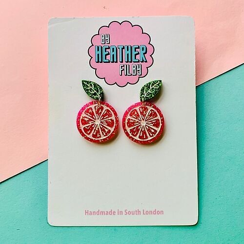 Grapefruit Glitter Earrings