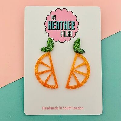 Orange Slice Glitter Earrings