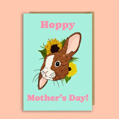 Carte de fête des mères de lapin | Lapins | Lapin | Animal de compagnie | Mignon