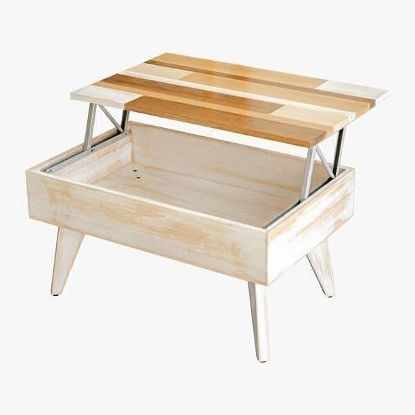Table basse élévatrice COFRE, Table basse pliante, Table basse pour le salon, Table basse pliante, Bois massif, Fait main, Sans assemblage | DÉCO TERRAMARA
