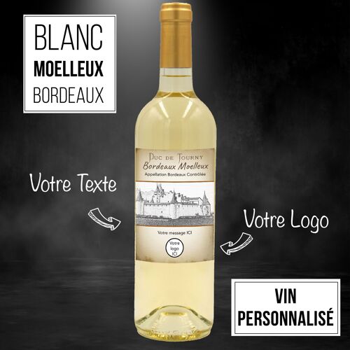 Bouteille vin personnalisé - AOC - Bordeaux blanc moelleux 75cl