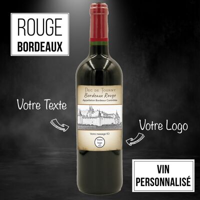 Bottiglia di vino personalizzata - AOC Bordeaux ROUGE 75cl
