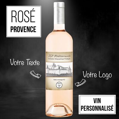 Personalized wine bottle - IGP Mediterranean ROSE 75cl