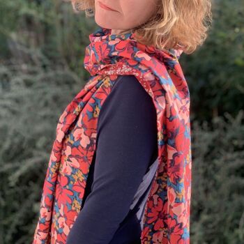 Foulard en Liberty rouge et rose 7