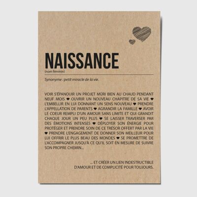 Carte postale définition Naissance