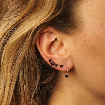 Grimpeurs d'oreilles en forme de fleur de cristal noir 5