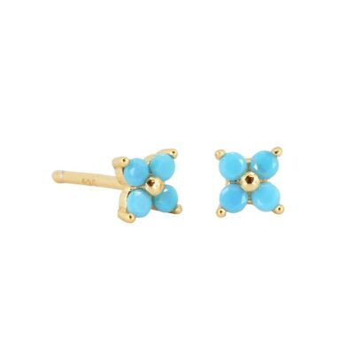 Blue Crystal Flower Studs