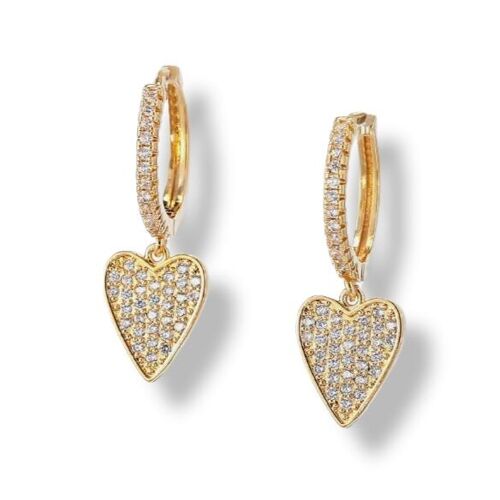 Crystal Heart Charm Hoops