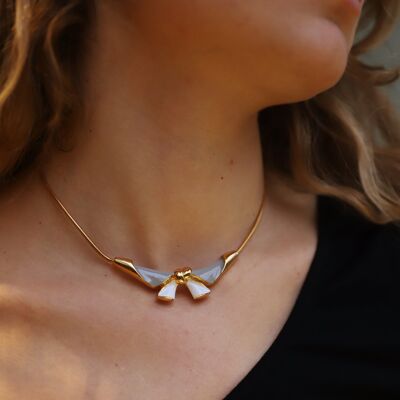 Vintage Enamel Bow Cuff Necklace