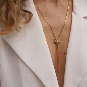 collier lariat à fleurs en émail vintage 2