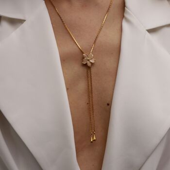 collier lariat à fleurs en émail vintage 3