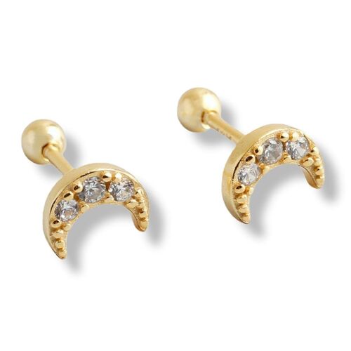 Crystal Moon Barbell Earrings