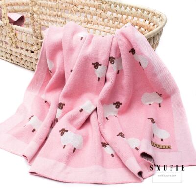 Snufie babydeken 100% bamboe katoen extra zacht 100x80cm | Pluisvrije deken | Premium babydeken | Schaap Roze