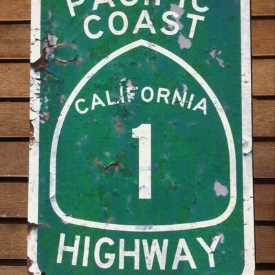 Panneau Pacific Coast Highway - 20 x 30 cm dans un style shabby