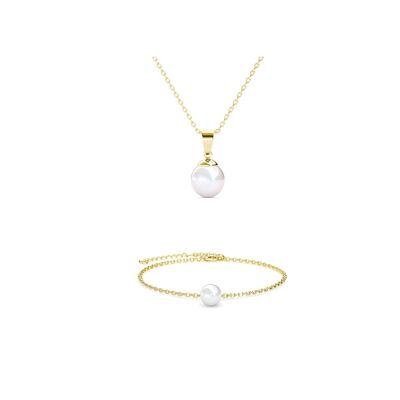 Conjunto de perlas de cristal de luna llena - Oro y cristal