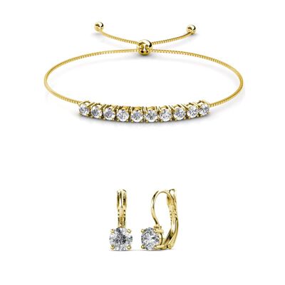 Parure et Coffret Round Crystal Mia - Doré et Cristal