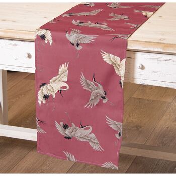 CHEMIN DE TABLE RECTANGULAIRE EN COTON ROSE GARZAS, UN CÔTÉ 33X180CM, AVEC IMPRESSION NUMÉRIQUE ST50557