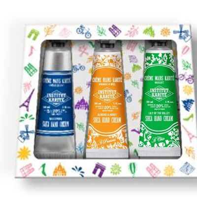 Trio Parisien Shea Handcremes – Milchcreme, Mandel & Honig, Maiglöckchen