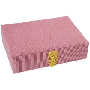 BOITE A BIJOUX EN VELOURS CÔTELÉ ROSE 28X20X7CM ST25001