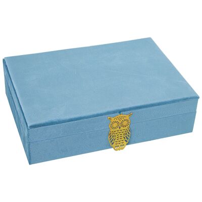 CAJA JOYERO TERCIOPELO AZUL 28X20X7CM ST25002