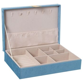 BOITE A BIJOUX VELOURS BLEU 28X20X7CM ST25002 2