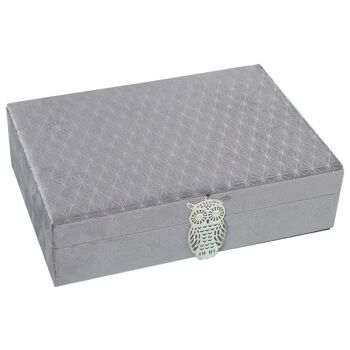 BOITE A BIJOUX VELOURS GRIS 28X20X7CM ST25004 1