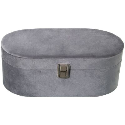 CAJA JOYERO TERCIOPELO GRIS C/ESPEJOS 26X13X10CM ST25049