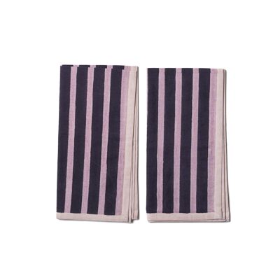 Serviettes Block Stripe - Aubergine / Mauve