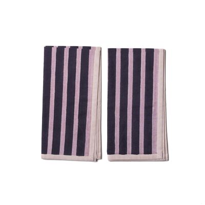 Serviettes Block Stripe - Aubergine / Mauve
