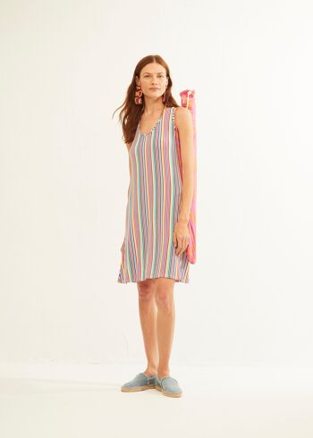 Robe Droite Décolleté Dos S/M Arc-en-ciel 3