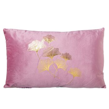 COUSSIN VELOURS ROSE/DORÉ50X30CM AVEC FERMETURE ÉCLAIR 50X30CM ST25027