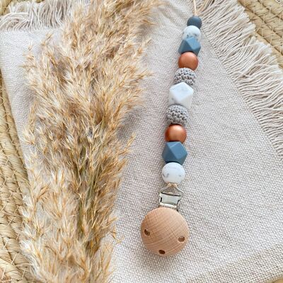 Pacifier clip Luxury Marble Copper Gray