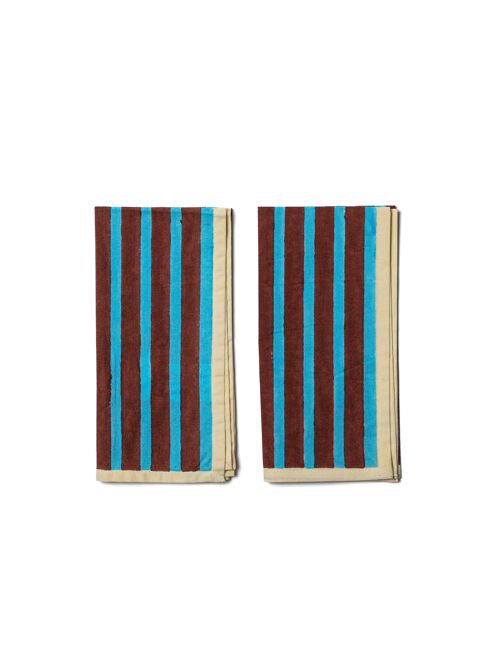 Block Stripe Napkins - Cyan / Russet