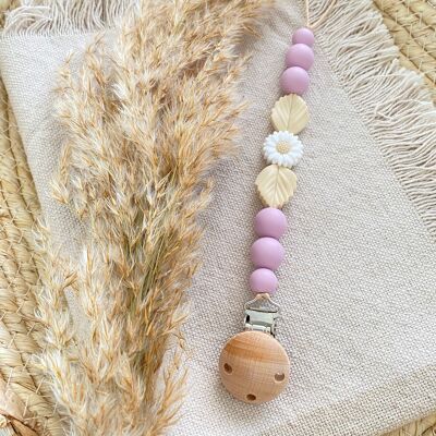 Pacifier chain Blossom Daisy Lilac White