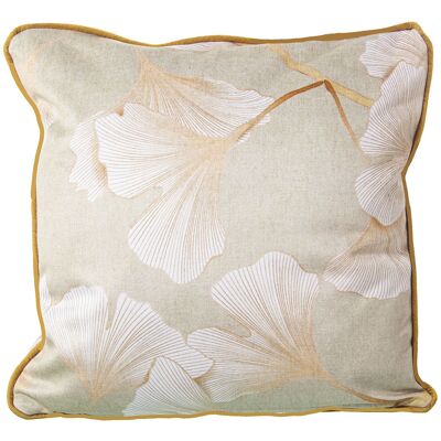 COUSSIN VELOURS 45X45CM GINKGO LIN VENISE AVEC FERMETURE ÉCLAIR 45X45CM, 100% POLY╔STER ST20124