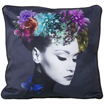 COUSSIN VELOURS 45X45CM PRETTY GIRL VENICE AVEC FERMETURE ÉCLAIR 45X45CM, 100% POLY╔STER ST20236 1