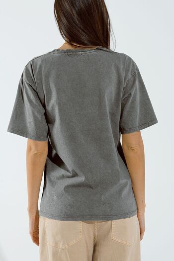 Camiseta hawaiana avec effet lavé en gris 2