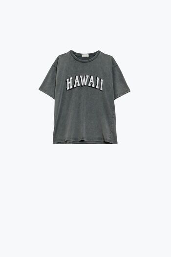 Camiseta hawaiana avec effet lavé en gris 5