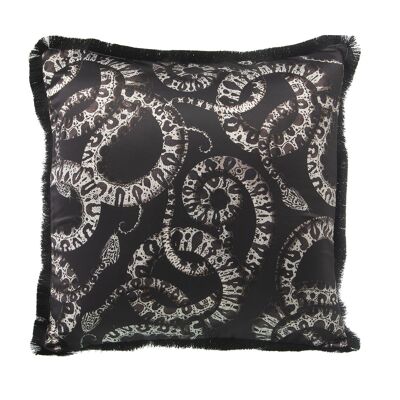 CUSHION 45X45CM POLYESTER BLACK SNAKES W/ZIPPER 45X45CM ST48990