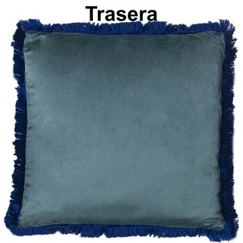 COUSSIN VELOURS À FRANGES BLEU 45X45CM AVEC FERMETURE ÉCLAIR _45X45CM ST50605 2