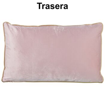 COUSSIN 50X30 VELOURS ROSE BANDE OR AVEC ZIPPER 50X30CM ST50591 2