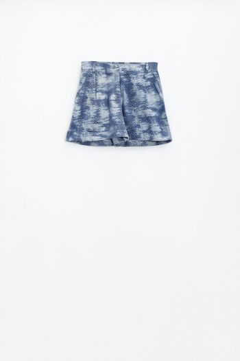Pantalones cortos en azul teñido anudado con bolsillos delanteros y traseros 4
