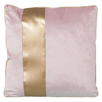 COUSSIN 45X45 VELOURS ROSE BANDE OR AVEC ZIPPER 45X45CM ST50590